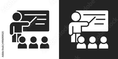 coaching Icon In Black And White Glyph Style