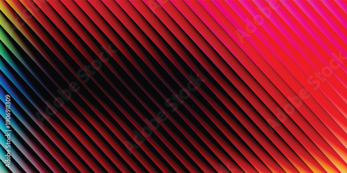 Neon ribbed fractal glass texture with vibrant rainbow gradients and bright smooth fluted vertical lines. Bold dynamic design blending futuristic tones and radiant colors for modern visual art project