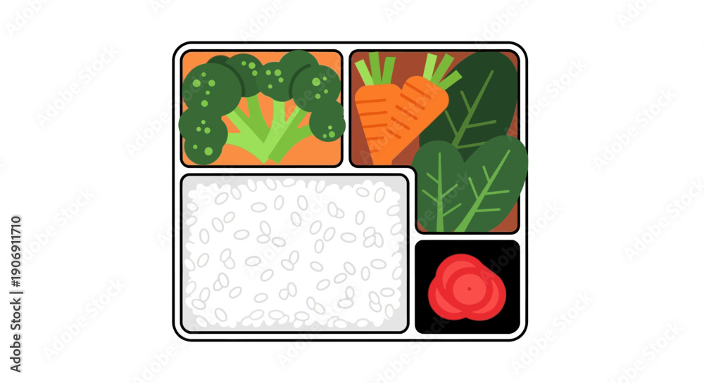 custom made wallpaper toronto digitalA healthy bento box with rice, broccoli, carrots, and greens.