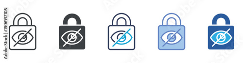 Privacy icon set multiple style collection