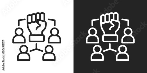 Empowerment Icon In Black And White Outline Style