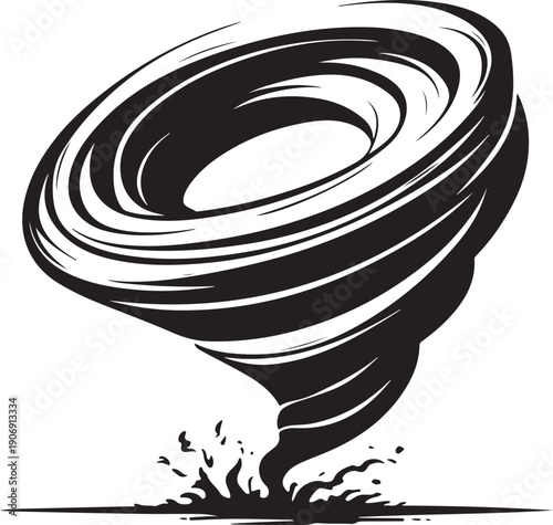 Tornado Silhouette Vector on Transparent Background