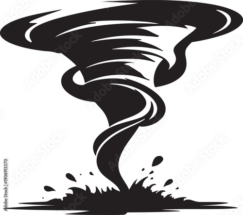 Tornado Silhouette Vector on Transparent Background