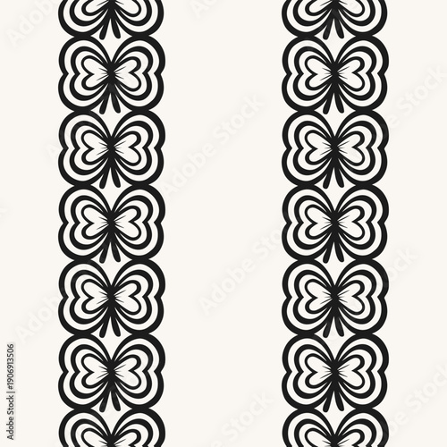 Wallpaper Mural Seamless vertical ornamental pattern with repeating abstract floral motifs in black and white Torontodigital.ca