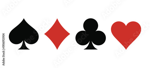 Suit Deck of Playing Cards on White Background, Vector Illustration for Poker