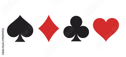 Suit Deck of Playing Cards on White Background, Vector Illustration for Poker