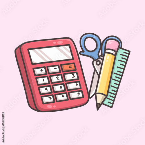 School Supplies Illustration for Icon, sticker and other uses, hand drawn vector