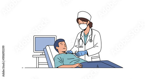 Doctor examining patient in medical setting healthcare professional.