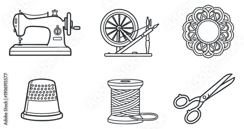 A collection of eight unique snowflakes in black and white outline vector style, perfect for winter-themed designs and decorations