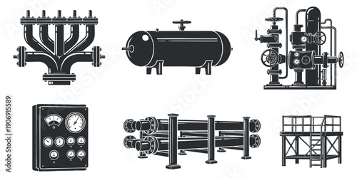 A collection of eight facial expressions depicting aging stages in black and white outline vector style, suitable for educational materials and health awareness.