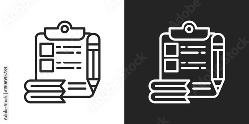 Studies Icon In Black And White Outline Style