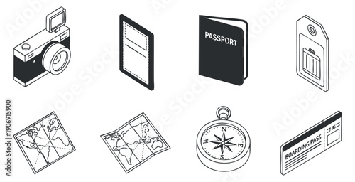 A collection of fingerprint icons depicting scanning, verification, and security in minimalist outline vector style, suitable for technology and security applications