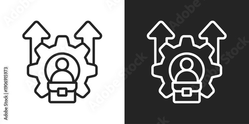 Career Advancement Icon In Black And White Outline Style