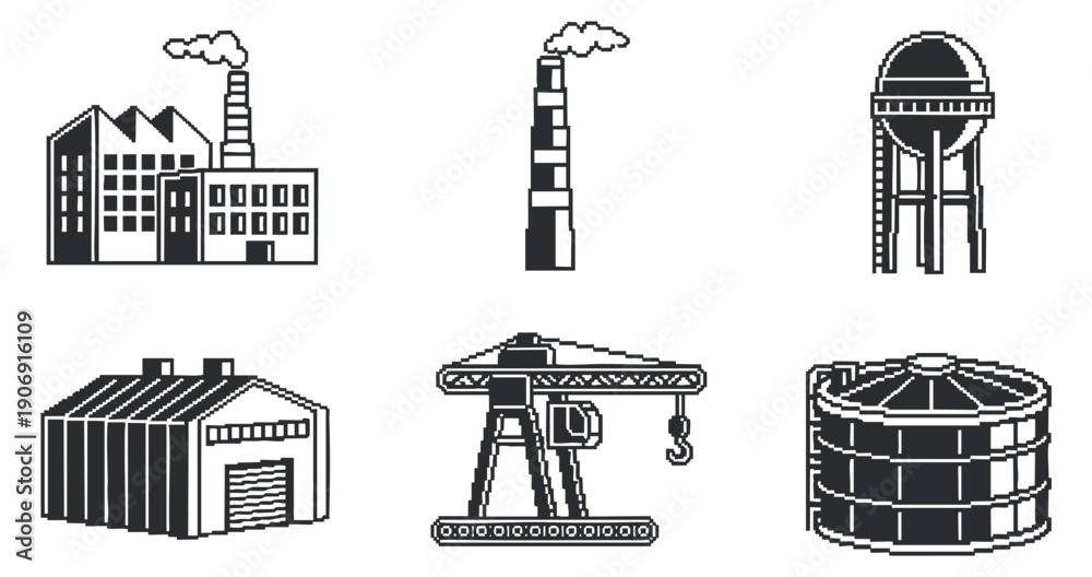 Fototapeta premium A collection of artistic icons featuring a paint palette, musical notes, a film clapperboard, a camera, a sculpture, and theater masks in black and white vector style, ideal for creative projects
