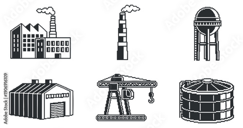 A collection of artistic icons featuring a paint palette, musical notes, a film clapperboard, a camera, a sculpture, and theater masks in black and white vector style, ideal for creative projects