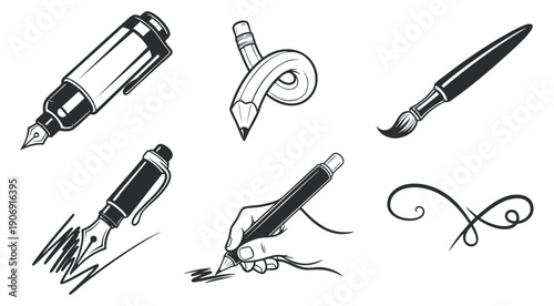 A collection of six happy individuals in wheelchairs in outline vector style, ideal for promoting inclusivity and accessibility