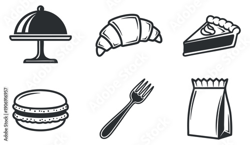 A collection of microchips, circuit boards, and input/output symbols in clean black outline vector style, suitable for technology and electronics projects