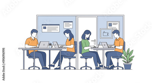 People working together in an office environment focused on their tasks.