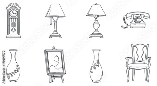 A collection of facial rollers in outline vector style, ideal for beauty and skincare branding or wellness projects