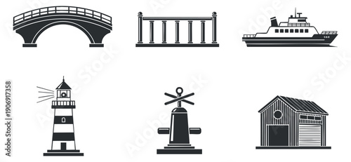 A collection of financial icons including a wallet, credit card, coins, piggy bank, shopping cart, and padlock in minimalist vector style, suitable for finance and e-commerce applications