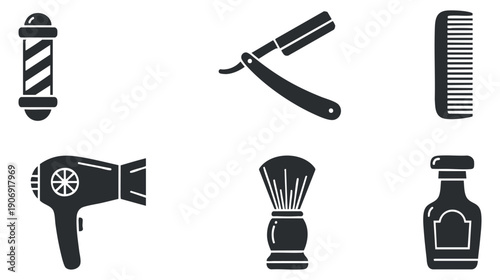 A set of eight bicycle icons in black minimalist vector style, ideal for cycling-related design projects and branding