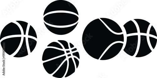 Set of basketball icon minimal vector art illustration on a white background.

