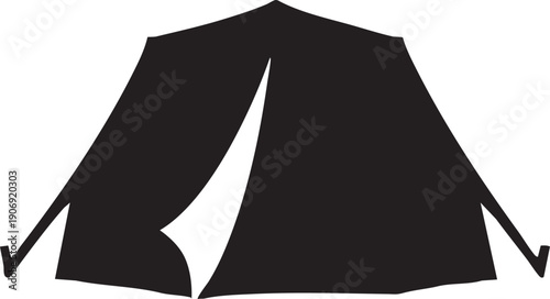 Camping Tent Black Silhouette Isolated on White Background Outdoor Adventure Vector