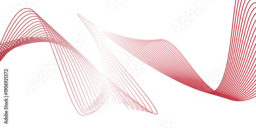 Vector abstract red background with dynamic red waves, lines and particles.
