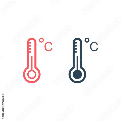 Thermometer icons set in trendy flat design.