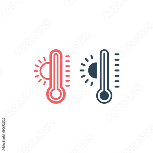 Thermometer icons set in trendy flat design.