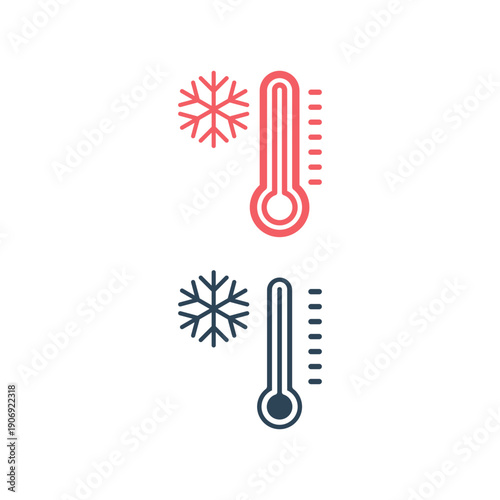Thermometer icons set in trendy flat design.