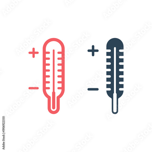 Thermometer icons set in trendy flat design.