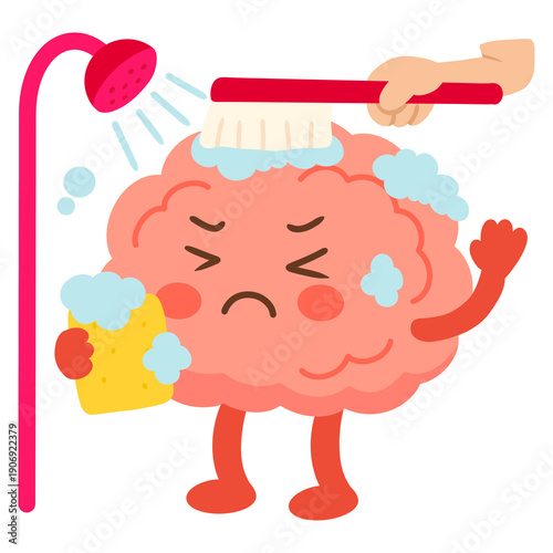 Photos Cartoon Illustration of Brain Being Washed
