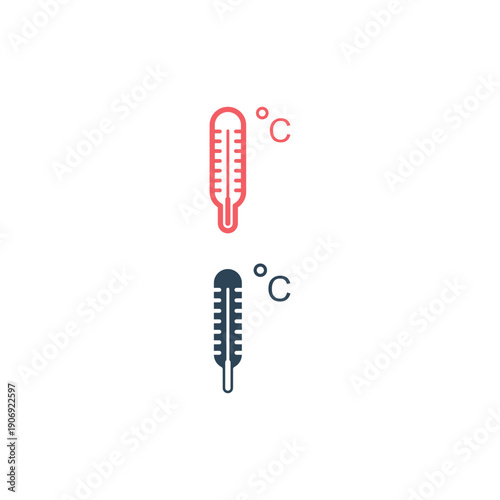 Thermometer icons set in trendy flat design.