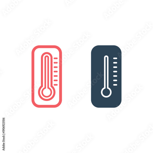 Thermometer icons set in trendy flat design.