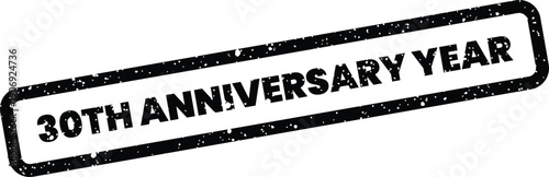 A distressed rectangular stamp with 30th Anniversary Year text, marking a three decade long annual celebration