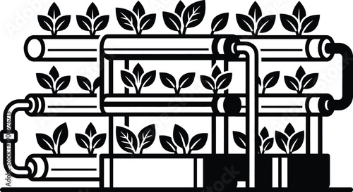 Vertical hydroponic farming system vector illustration on white background