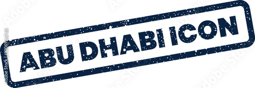 An aged rubber stamp graphic displaying the phrase Abu Dhabi Icon inside a rectangular border
