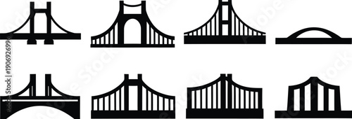 Set of bridge icon minimal vector art illustration on a white background.

