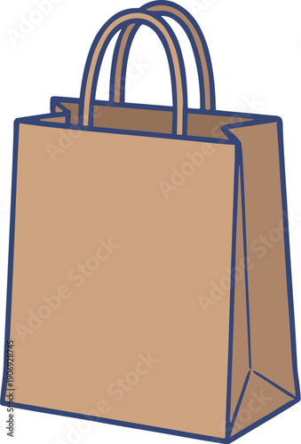 Paper Shopping Bag Flat Icon Vector Illustration