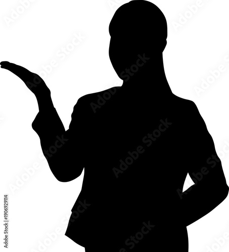 案内する女性のシルエット