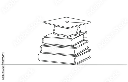 law hammer and books one line continuous single line art.