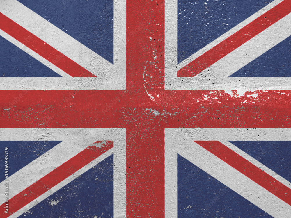 Fototapeta premium British Union Jack flag on the old wall