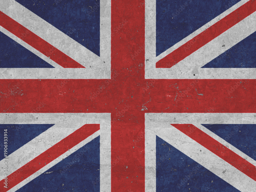 Fototapeta premium British Union Jack flag on the old wall