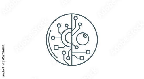 Abstract digital eye icon, futuristic technology, artificial intelligence, cybernetics