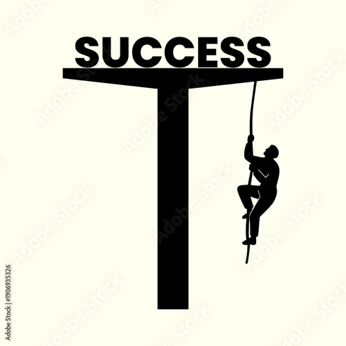 Climbing rope to success motivation concept icon 