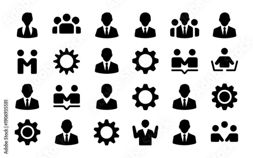 A collection of business and teamwork related icons