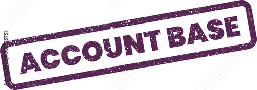 Distressed ink impression of a rectangular stamp featuring the text ACCOUNT BASE for customer data records