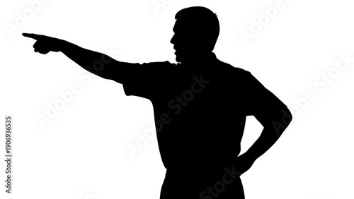 A man pointing to something with his right hand