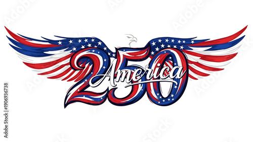 Patriotic logo with wings and stars on a white background